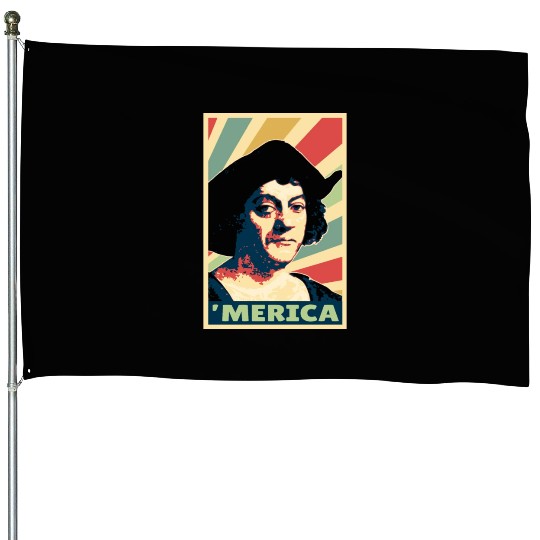 Christopher Columbus Merica Vintage Colors House Flags