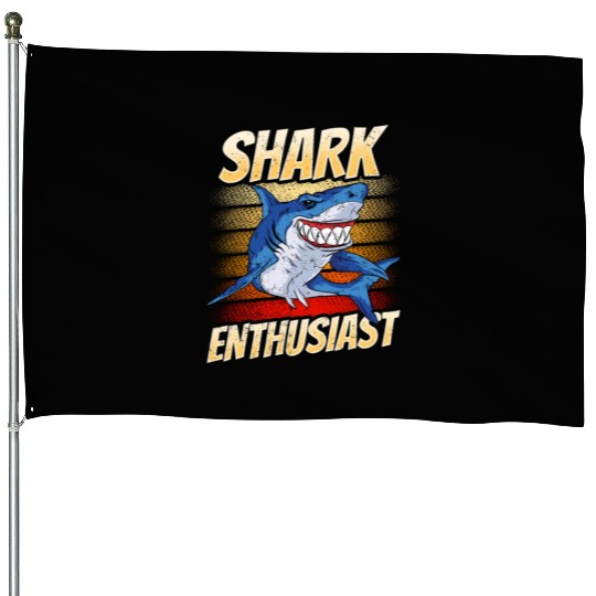 Shark Enthusiast Lover Animal Sharks Teeth House Flags