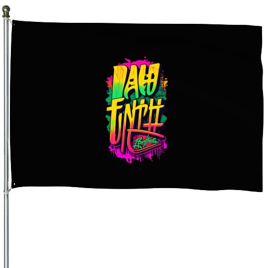 Retro Graffiti Vibes: Vintage Grunge House Flags Design