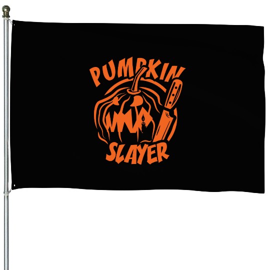Pumpkin Slayer plain green House Flags