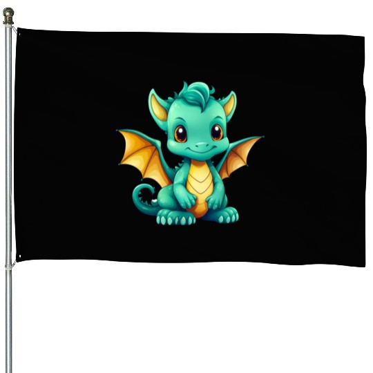 Baby Green Dragon House Flags