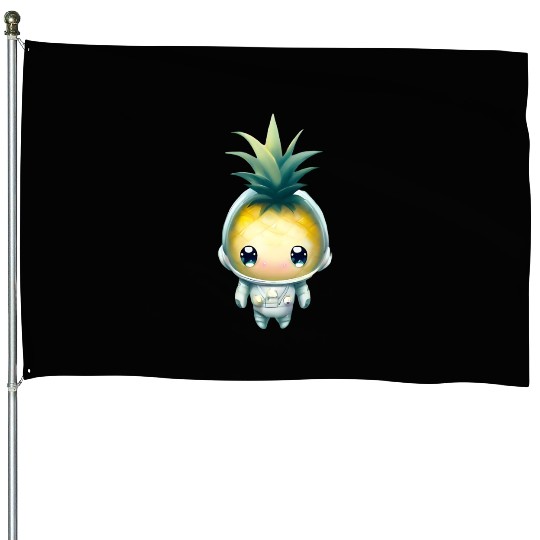 Kawaii astronauts pineapple House Flags
