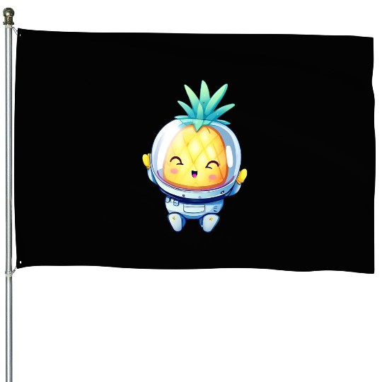 Kawaii astronauts pineapple House Flags