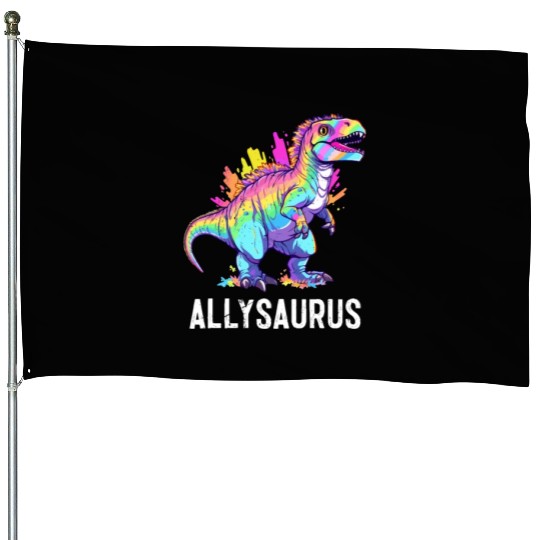 Allysaurus Dinosaur LGBT Community Dino Lover Pun House Flags
