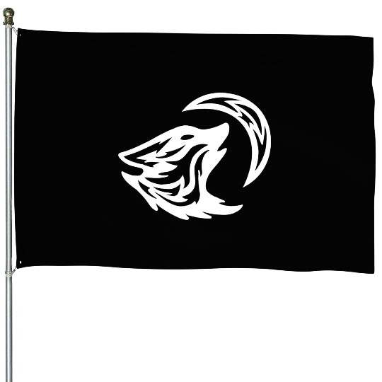 Tribal White Howling Wolf Tattoo 70s House Flags