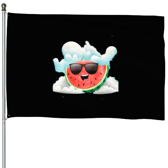 Cute Watermelon Party Summer Melon Fruit House Flags