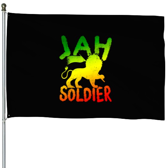Reggae Lion Of Judah Jah Soldier House Flags