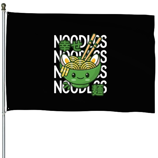 Kawaii Ramen Noodle Bowl Noodles Green House Flags