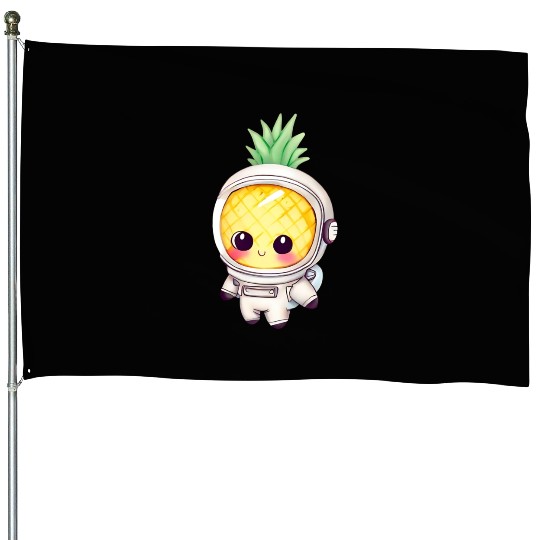 Kawaii astronauts pineapple House Flags