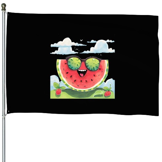 Cute Watermelon Party Summer Melon Fruit House Flags