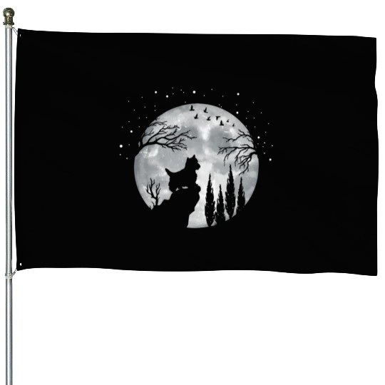 Yorkshire Terrier Full Moon At Night Pet Yorkshire House Flags