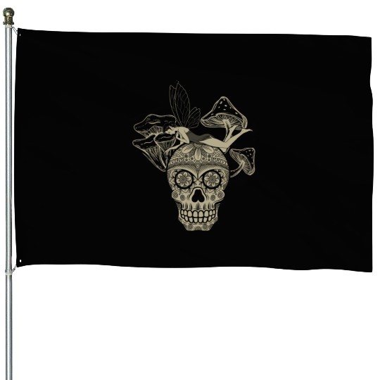 Fairy House Flags, Fairycore Skull Skeleton And