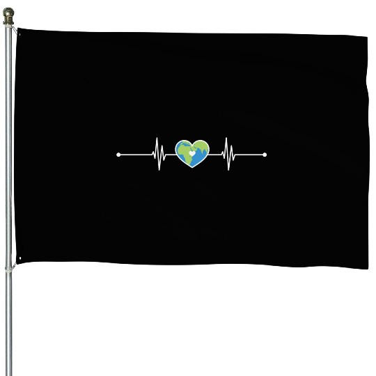 Heart Beat Earth House Flags