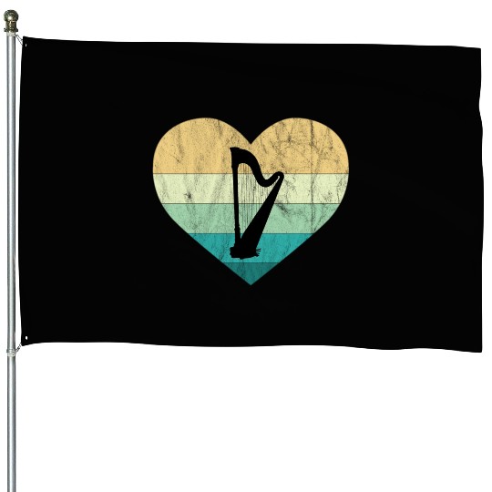 Ireland I Love Irish Harp House Flags