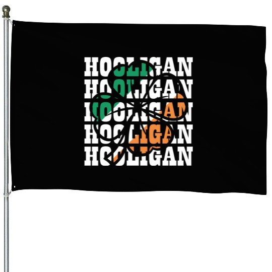 Hooligan Irish Flag Clover Leaf House Flags