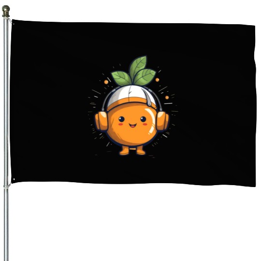 Orange Fruit Fruitarian Funny Cute Party Music House Flags