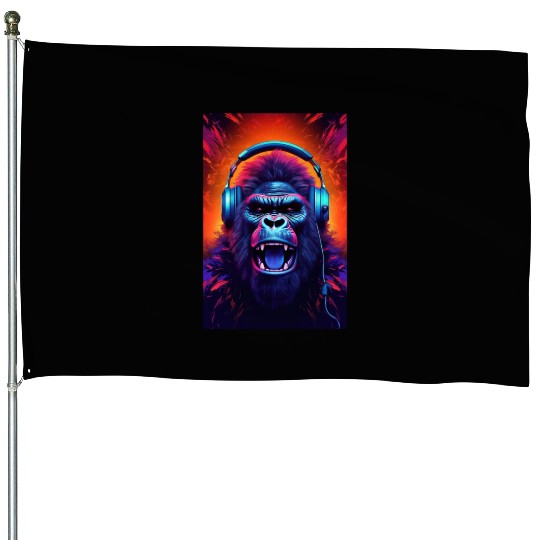 Gorilla Headphones music art House Flags