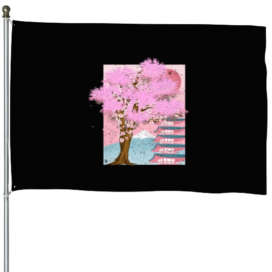 Japan aesthetics sakura tree gift cherry blossom House Flags