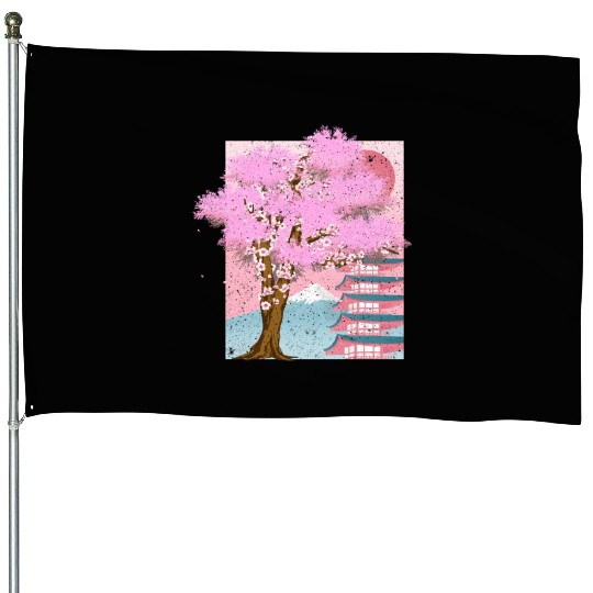 Japan aesthetics sakura tree gift cherry blossom House Flags