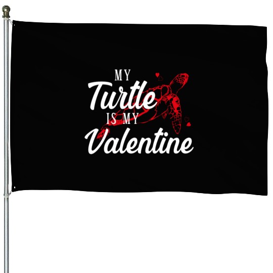Sea Turtle Tortoise Valentines Day House Flags