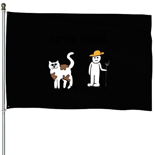 Cattle Cat Farmer House Flags