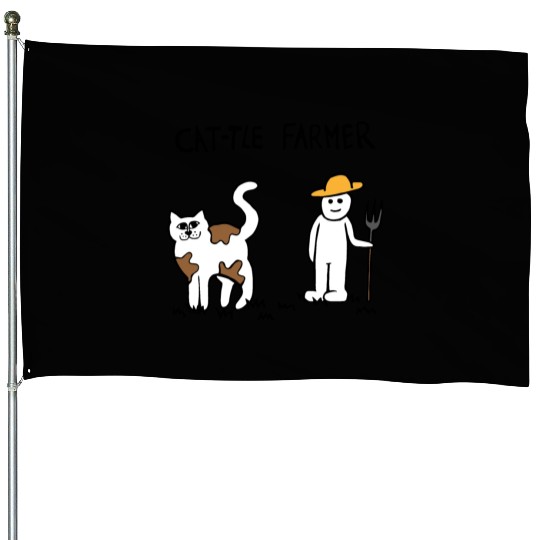 Cattle Cat Farmer House Flags