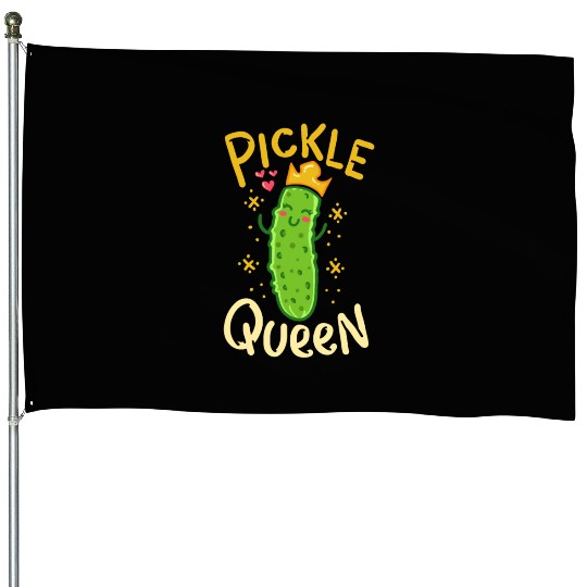 Pickle Queen Vegan Funny Cucumber Vegetable House Flags