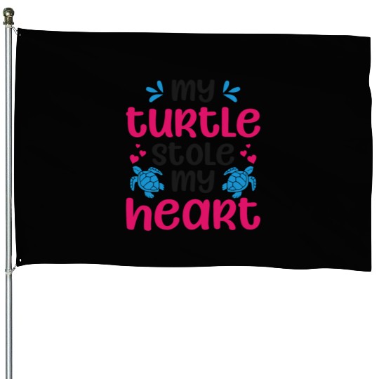 Sea Turtle Tortoise Valentines Day House Flags