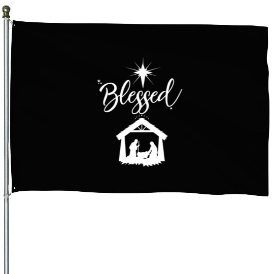 Christian Blessed Jesus Nativity Scene Faith House Flags