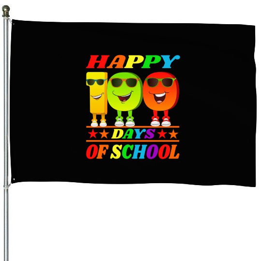 100 days of school green triceratops House Flags