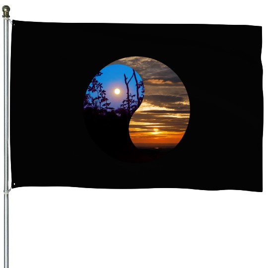 Yin and Yang of day and night in nature House Flags