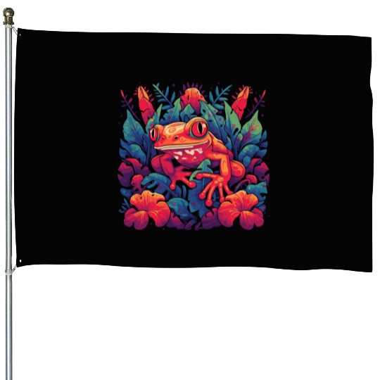 Wild Poison Frog Goth Goblincore Fairycore Gothic House Flags