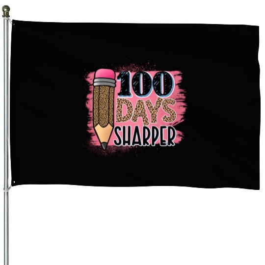 100th Day Of School Teacher 100 Days Smarter Rainb House Flags