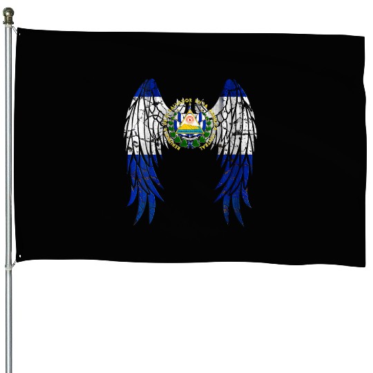 El Salvadorian Flag Angel Wings Jesus Christian El House Flags