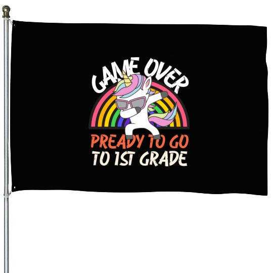 Game over ready to go to 1st grade, back to school House Flags