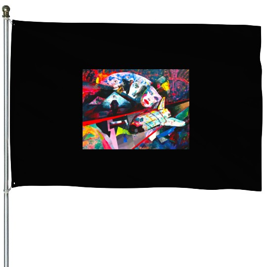 Moonshot Surreal Space Fantasy House Flags