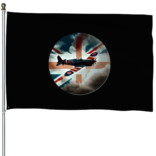 Spitfire Airplane Fighter Plane England UK House Flags