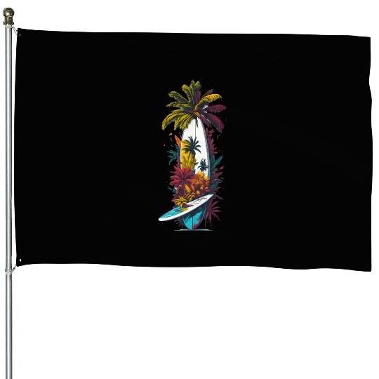 Surfing board tropical House Flags