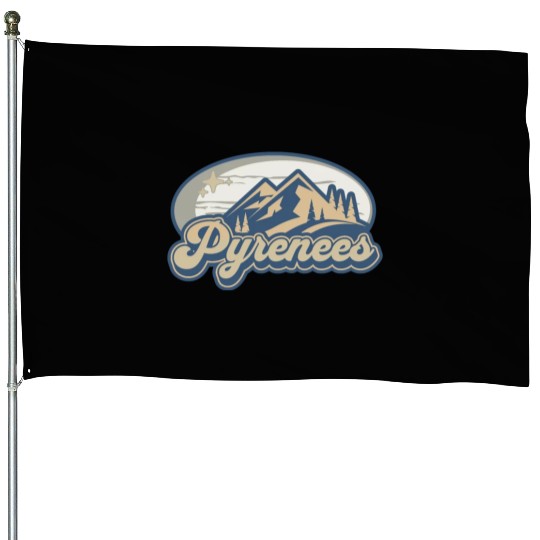 Pyrenees France Vintage Mountains House Flags