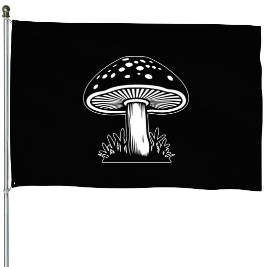 Mushroom Picker Fungi Forest House Flags