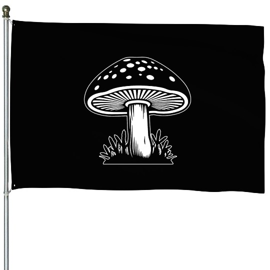 Mushroom Picker Fungi Forest House Flags