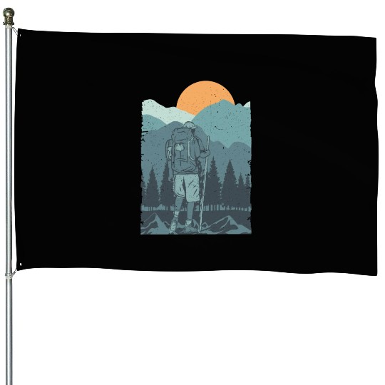 Hiking - mountain love House Flags