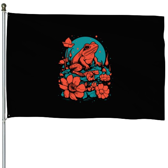Goth Poison Frog Goblincore Fairycore Floral Frogs House Flags