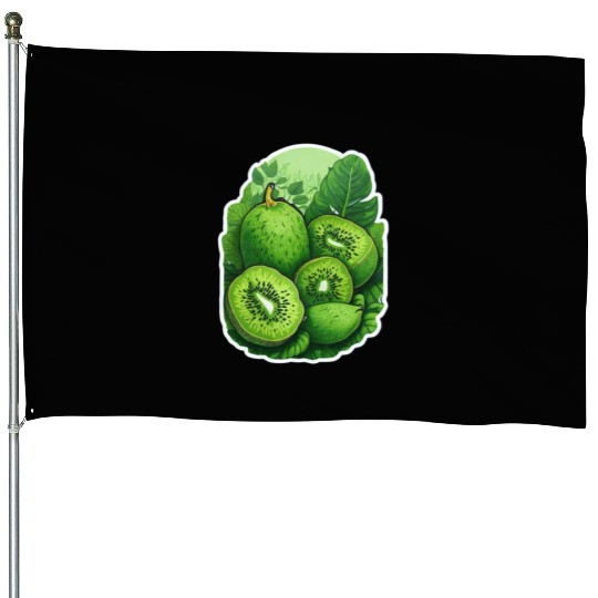 Green Kiwi Pattern Sticker House Flags