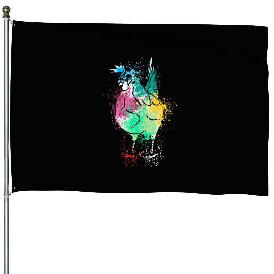 Colerfull Splash Art Farm animals chicken House Flags