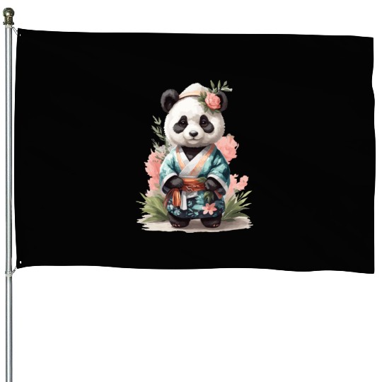 Kawaii Baby Panda Japanese Style House Flags