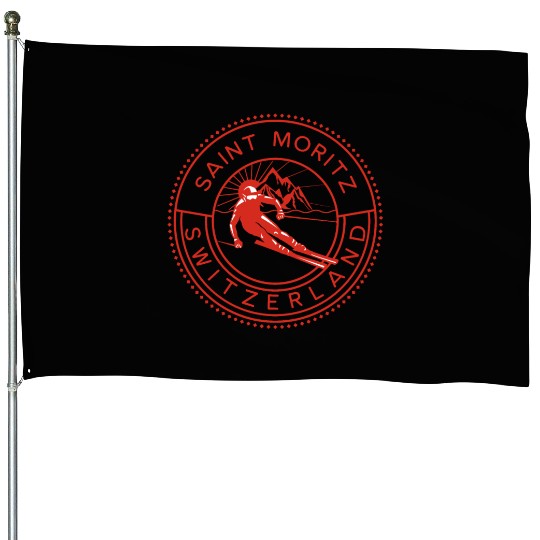 Saint Moritz Switzerland Skiing House Flags