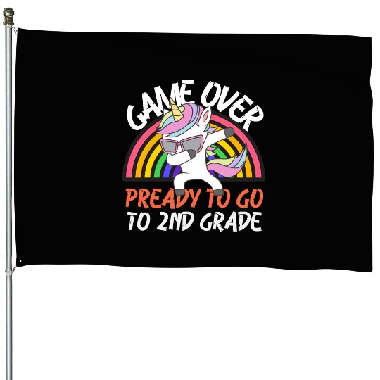 Game over ready to go to 2nd grade, back to school House Flags