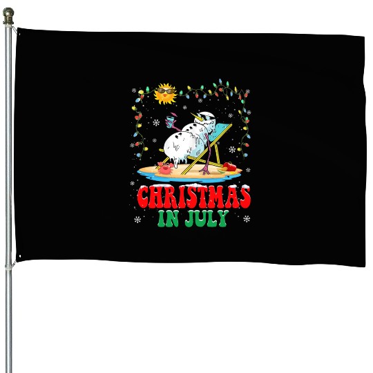 christmas in July snowball Xmas Summer House Flags