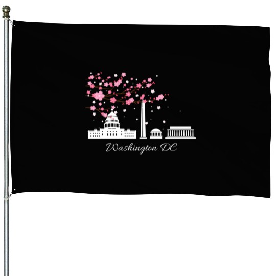 Washington Dc Monuments Memorials Cherry Blossoms House Flags